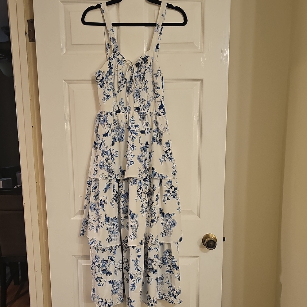 Scarlet Darkness White and Blue Maxi Dress